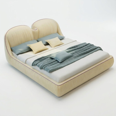Lits design Lit en cuir Double Luxe Mariage Moderne Cadre Hôtel Sommeil