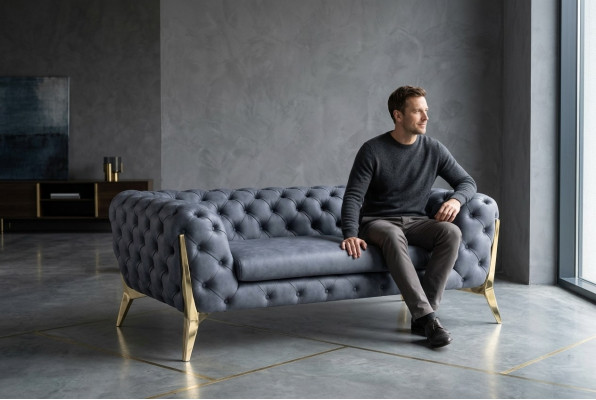 Canapé Chesterfield canapé rembourré XXL Big Suite Textile 4+2 canapés design