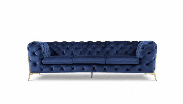 Canapé Chesterfield Canapé Rembourrage XXL Ensemble Textile 3+3 Canapés designer Bleu