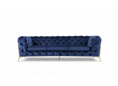Canapé Chesterfield Canapé Rembourrage XXL Ensemble Textile 3+3 Canapés designer Bleu