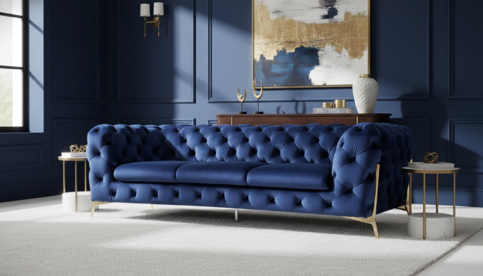 Chesterfield Canapé 3 places Tissu d'ameublement Trois places Canapés Textile Italie