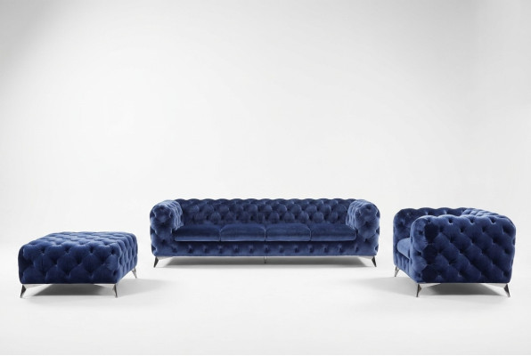 Canapé Chesterfield Canapé Rembourrage XXL Big Suite Textile 4+1+1 designer