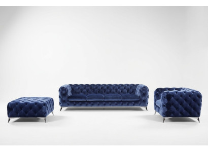 Canapé Chesterfield Canapé Rembourrage XXL Big Suite Textile 4+1+1 designer