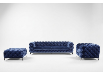 Canapé Chesterfield Canapé Rembourrage XXL Big Suite Textile 4+1+1 designer
