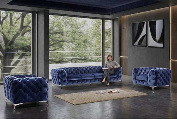 Canapé canapé Mobilier XXL Big Suite Chesterfield Textile Canapés designer 3+2+2