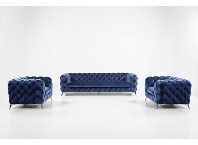 Canapé canapé Mobilier XXL Big Suite Chesterfield Textile Canapés designer 3+2+2