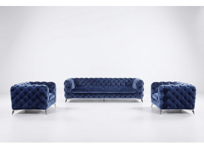Canapé Chesterfield Canapé Tissu Suite XXL 2+1+1 Canapés Design