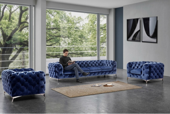 Canapé italien Ensemble de canapé 2x une place Ensemble de tissu Chesterfield neuf 1+1 place