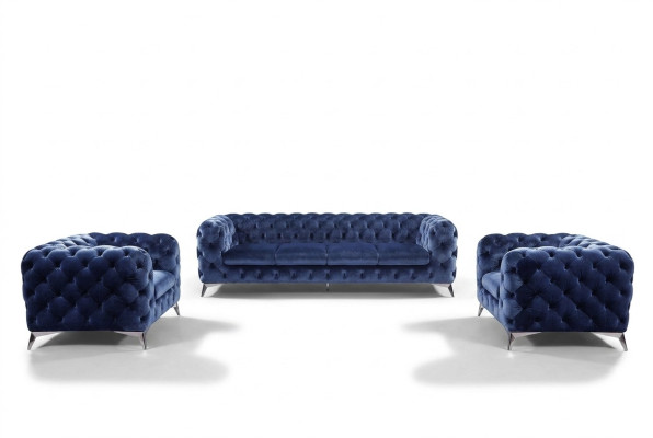 Canapé italien Ensemble de canapé 2x une place Ensemble de tissu Chesterfield neuf 1+1 place