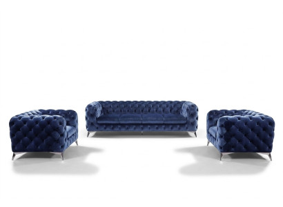 Canapé italien Ensemble de canapé 2x une place Ensemble de tissu Chesterfield neuf 1+1 place