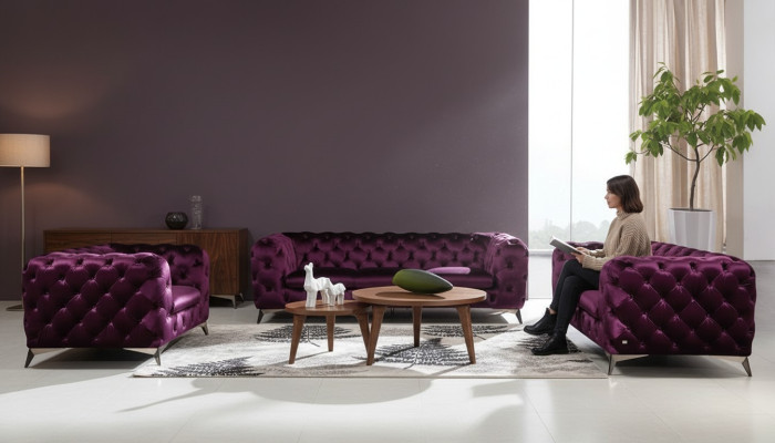 Canapé Chesterfield Canapé XXL Big Suite Textile 3 + 1 + 1 Canapés designer Upholstery