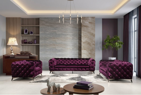 Canapé Chesterfield Canapé XXL Big Suite Textile 3 + 1 + 1 Canapés designer Upholstery