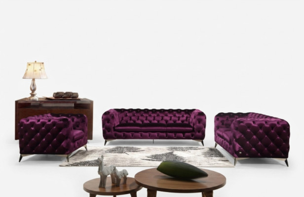Canapé Chesterfield Canapé XXL Big Suite Textile 3 + 1 + 1 Canapés designer Upholstery