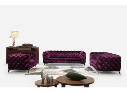 Canapé Chesterfield Canapé XXL Big Suite Textile 3 + 1 + 1 Canapés designer Upholstery