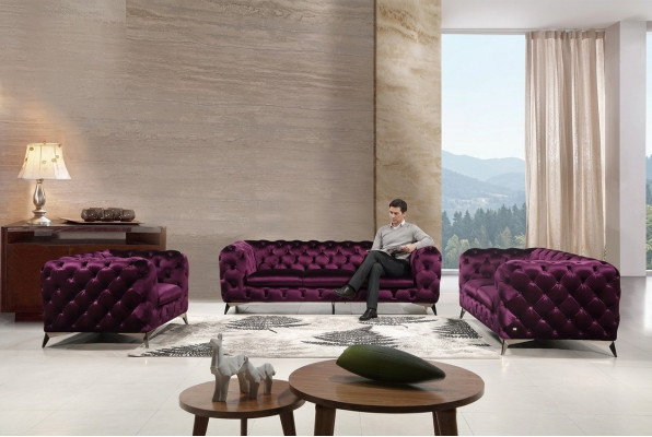 Canapé Chesterfield Canapé Rembourrage XXL Big Suite Textile 3+2+1 canapés design