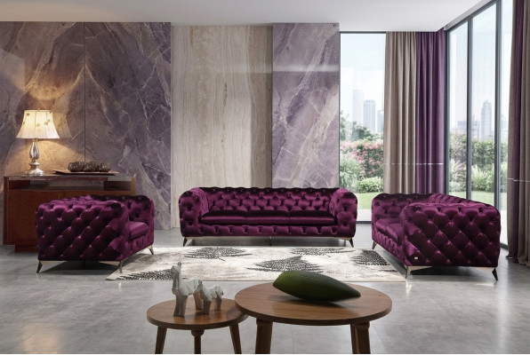 Canapé Chesterfield Canapé Rembourrage XXL Big Suite Textile 3+2+1 canapés design