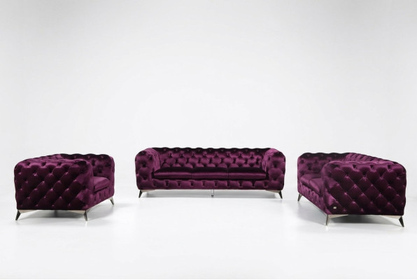 Canapé Chesterfield Canapé Rembourrage XXL Big Suite Textile 3+2+1 canapés design