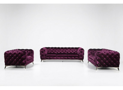 Canapé Chesterfield Canapé Rembourrage XXL Big Suite Textile 3+2+1 canapés design