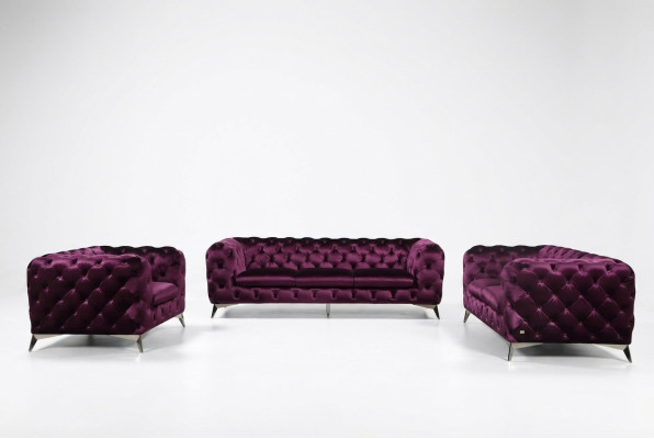 Canapé Chesterfield Capitonné Canapé XXL Grande Suite Textile 2+1+1 designer