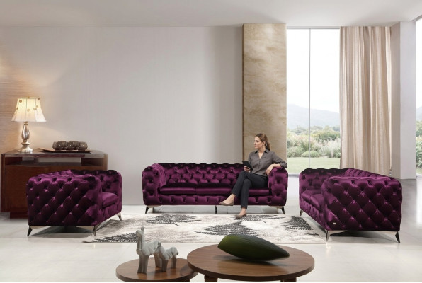 Canapé Chesterfield Italien 2x Ensemble de canapés une place Ensemble rembourré nouveau 1+1 Siège