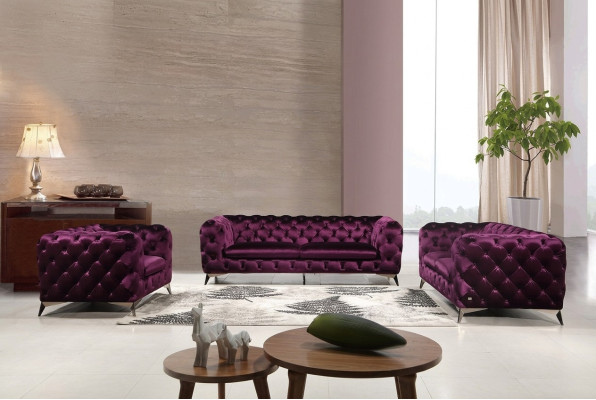 Canapé Chesterfield Italien 2x Ensemble de canapés une place Ensemble rembourré nouveau 1+1 Siège