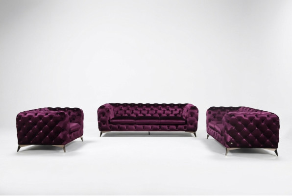 Canapé Chesterfield Italien 2x Ensemble de canapés une place Ensemble rembourré nouveau 1+1 Siège