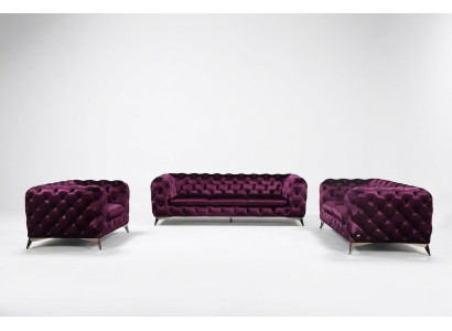 Canapé Chesterfield Italien 2x Ensemble de canapés une place Ensemble rembourré nouveau 1+1 Siège
