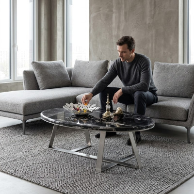 Table basse tables rondes canapé rond nouveau métal verre côté designer