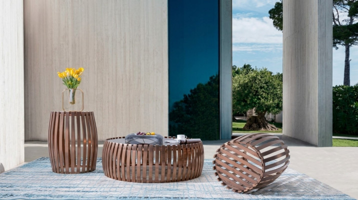 Table basse Tables rondes Canapé rond Métal Verre Côté Designer