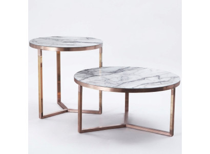 Designer Métal Canapé Table en Verre + Tables d'Appoint canapé nouvel ensemble de 2 pièces.