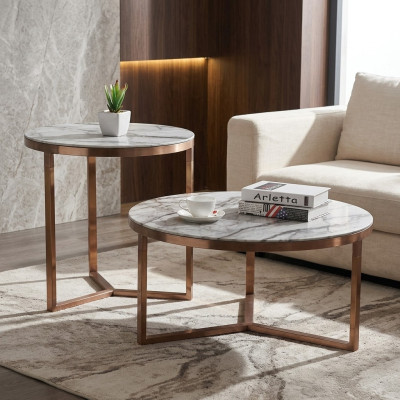 Table basse Tables rondes Canapé rond Métal Verre Côté Designer Luxe