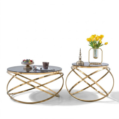 Table d'appoint latérale Tables rondes Canapé rond Métal Faux marbre Designer Luxe