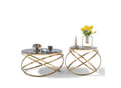Table d'appoint latérale Tables rondes Canapé rond Métal Faux marbre Designer Luxe