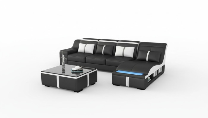 Canapé d'angle Revêtement de canapé Coin Assise Forme en L Cuir Suite Salon paysager