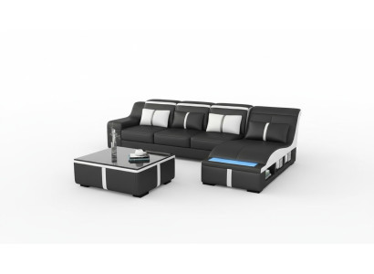 Canapé d'angle Revêtement de canapé Coin Assise Forme en L Cuir Suite Salon paysager