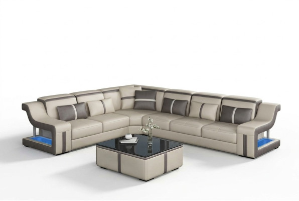 Canapé d'angle XXL Canapé d'angle Tissu Canapé de salon Canapé Table Rembourrage Siège Cuir