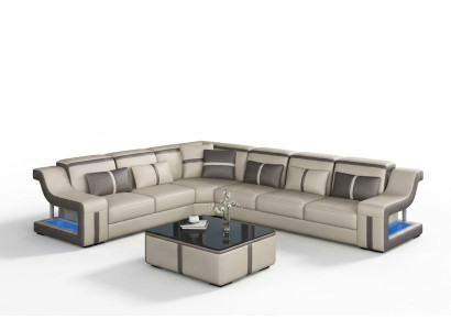 Canapé d'angle XXL Canapé d'angle Tissu Canapé de salon Canapé Table Rembourrage Siège Cuir