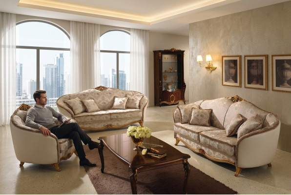 Classe de luxe 3+1+1 ensemble de canapé en meubles italiens Divan Canapé neuf