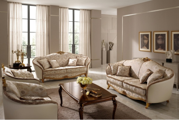 Classe de luxe 3+1+1 ensemble de canapé en meubles italiens Divan Canapé neuf