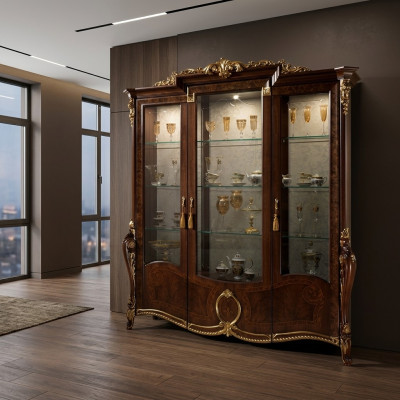 Vitrine XXL Vitrine en Verre Vitrine à Murs Vitrines Étagère Baroque Style Rococo Art Nouveau