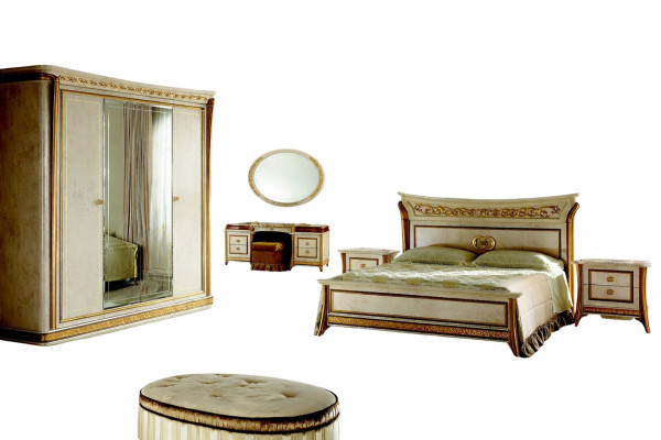 Lit + Table de chevet chambre royale Lit rembourré de style Rococo Mobilier design