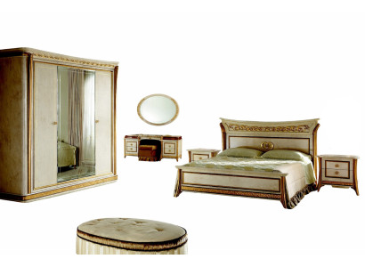 Lit + Table de chevet chambre royale Lit rembourré de style Rococo Mobilier design