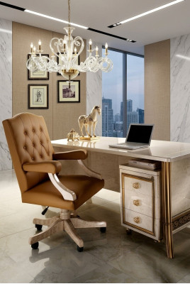 Chaise exécutive Chaise de bureau Chaise de bureau Chaise de bureau en cuir de chef Baroque Rococo Designer