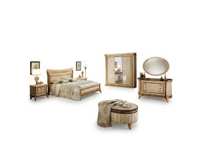 Ensemble de chambre arredoclassic™ Melodia Baroque Rococo Lit Table de chevet 6 pièces.