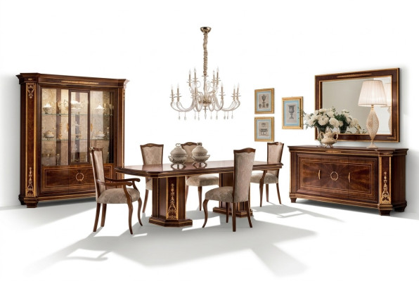 Vitrine de salle à manger complète Table 6x chaises Commode Miroir Ensemble Suite