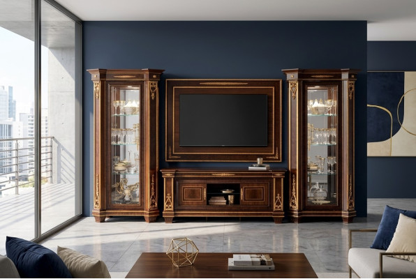 Unité murale Vitrine Meuble TV Buffet Armoire Murale Design Rococo Baroque