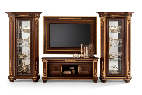 Unité murale Vitrine Meuble TV Buffet Armoire Murale Design Rococo Baroque