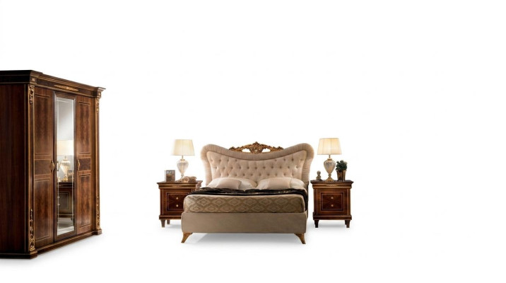 Ensemble de chambre arredoclassic™ Modigliani Baroque Rococo Lit Table de chevet 4 pièces.