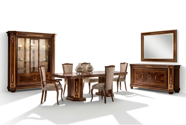 Meubles Table + 6x Chaises Ensembles Salle à manger Suite Bois Complet Baroque
