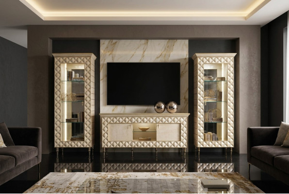 Unité murale vitrine meuble télé armoire buffet baroque style rococo